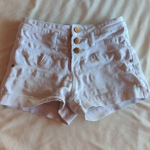 White Stretchy Denim Shorts